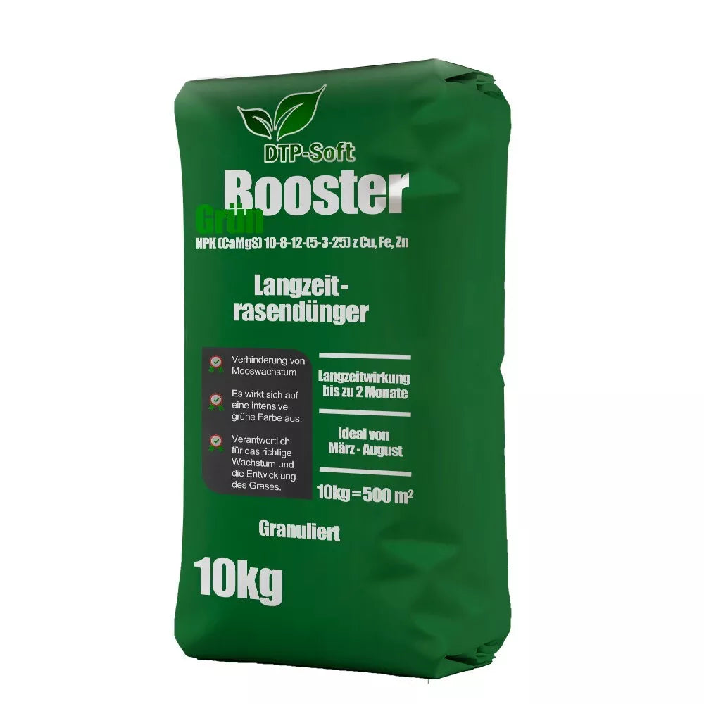 10kg Rasendünger gegen Moos – Stickstoff Rasen Booster Granulat für dichten Rasen